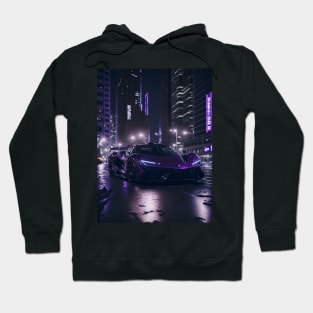 Chicago Night Ride Purple Sports Car Hoodie